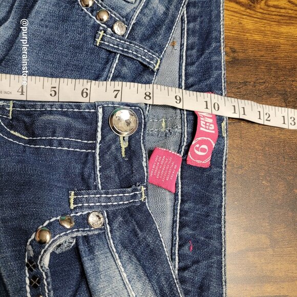 Vtg Zanadi Jeans Size 9 Bootcut Low Rise Embellished Button Flap Western Y2K - Picture 9 of 13